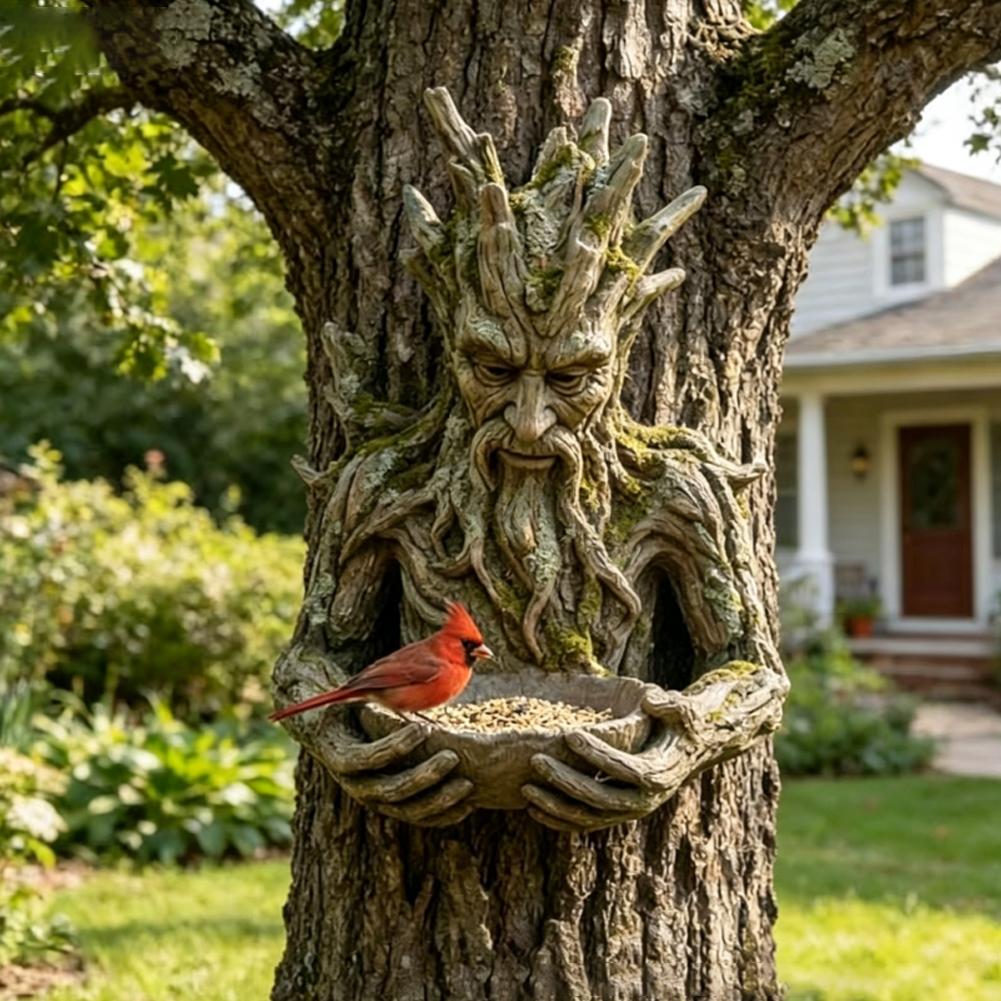 Resin Art On Wood - Weatherproof Resin Tree Face Bird Feeder