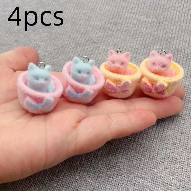 4pcs 3D plush resin cat pendan - Resin Art Kits For Adults ulasan dan harga