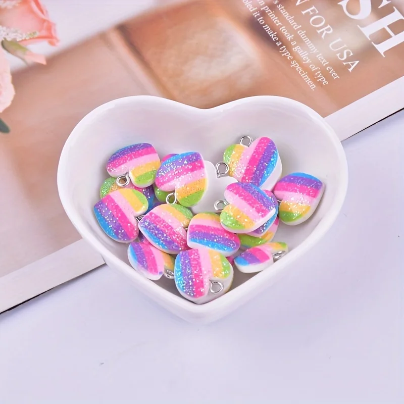 10Pcs Colorful Heart Resin Cha - Resin Art Kits For Adults ulasan dan harga