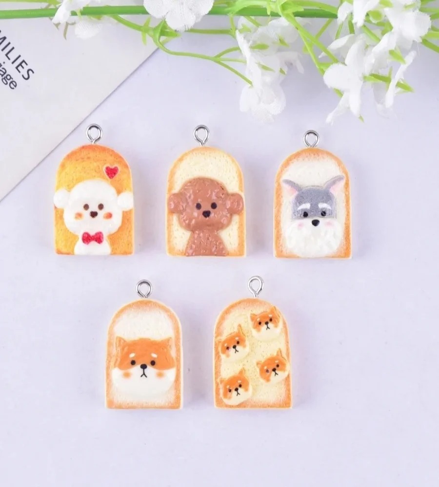 10Pcs Cute Toast Dog Resin Pen - Resin Art Decor ulasan dan harga