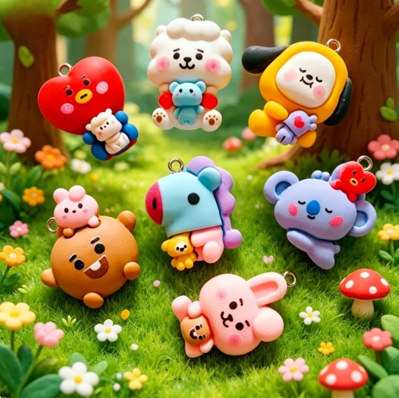 7pcs BT21 Resin Cartoon Charm  - Resin Art Kits For Adults ulasan dan harga
