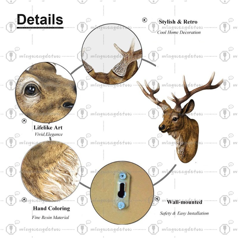 Faux Deer Head 17 inch Faux An - Resin Art Decor ulasan dan harga