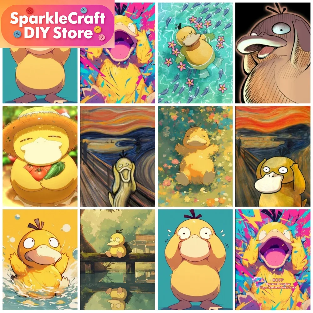 1pc frameless Psyduck Cartoon  - Resin Art Sticker ulasan dan harga